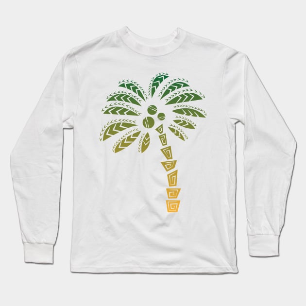 Orange and Green Mexican Palm Long Sleeve T-Shirt by JDP Designs